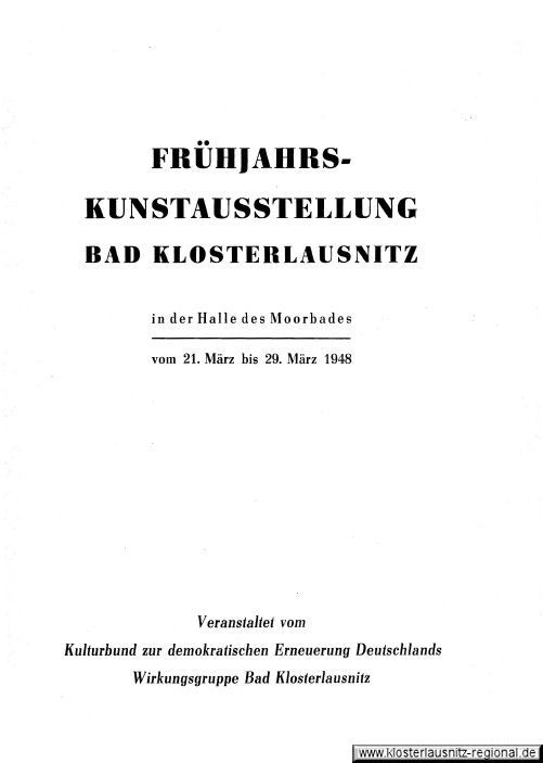 Frühjahrskunstausstellung Bad Klosterlausnitz vom 21. bis 29.03.1948