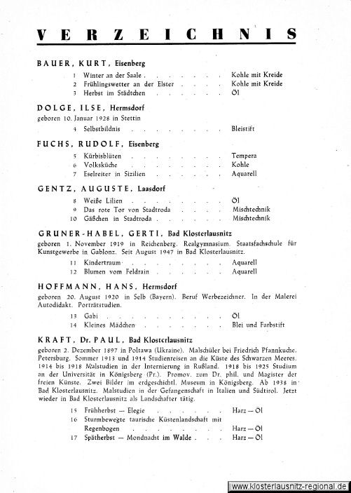 Frühjahrskunstausstellung Bad Klosterlausnitz vom 21. bis 29.03.1948