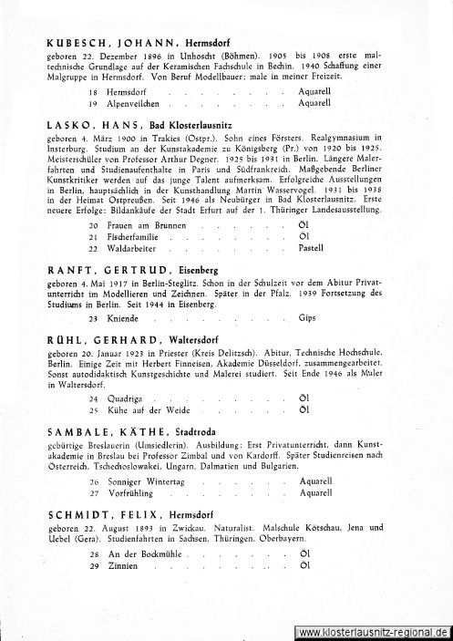 Frühjahrskunstausstellung Bad Klosterlausnitz vom 21. bis 29.03.1948