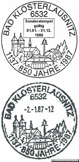 Sonderstempel und das 1987 von Heinz Vogel und Helmut Winkler entwickelte Wappen.