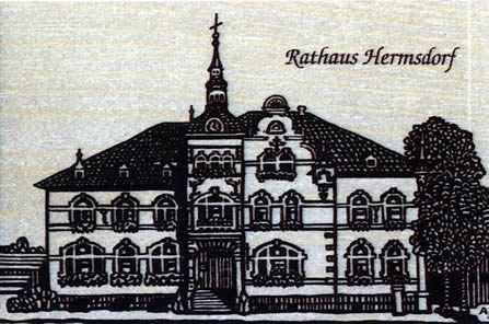 Holzpostkarte Rathaus Hermsdorf