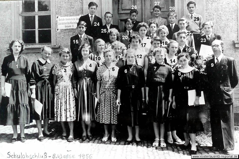 Klassenjahrgang 1948 – 1958, Schulabschluss 8. Klasse 1956