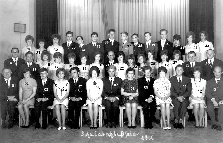 Klassenjahrgang 1956 bis 1966 Foto 1966 Abschluss 10. Klasse
