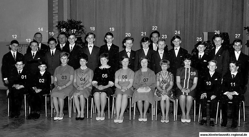 Klassenjahrgang 1957 – 1967 Foto 1965 Jugendweihe 8 b im Holzlandsaal